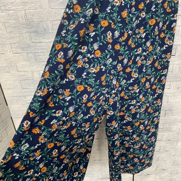 Knitworks Jumpsuit Sleeveless collared Denim top floral bottom size 7 - Picture 3 of 8